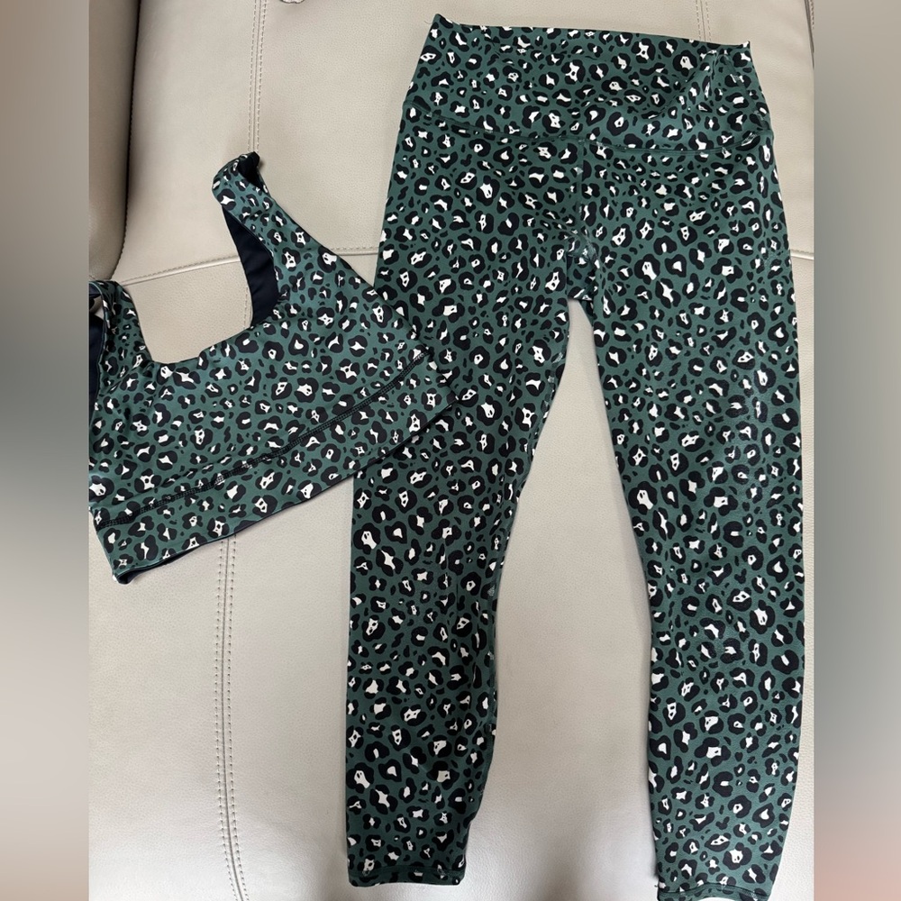 Fabletics leopard Define Powerhold leggings and bra top